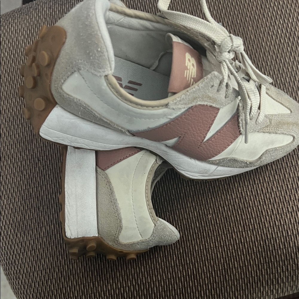 New Balance Cream and Pink Athletic Shoes